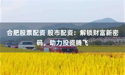 合肥股票配资 股市配资：解锁财富新密码，助力投资腾飞